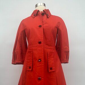 Vintage 1990s Gucci Orange Poly Cotton Coat with Gingham Lining